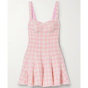 LoveShackFancy Mini Dress Women’s Size 6 “Josalie” Wool Houndstooth Pink New